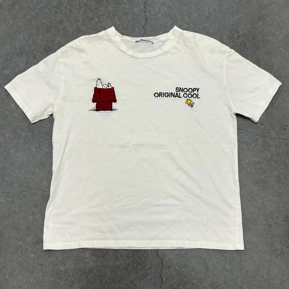 Zara White Snoopy 'Original Cool' Graphic Tee with Red Doghouse